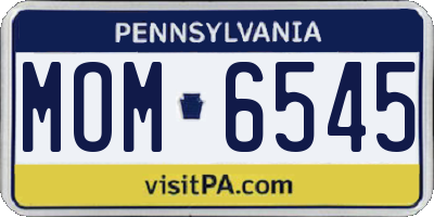 PA license plate MOM6545
