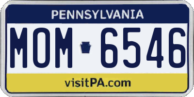 PA license plate MOM6546