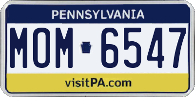 PA license plate MOM6547