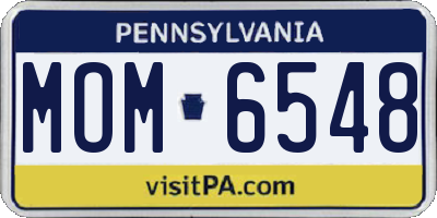 PA license plate MOM6548