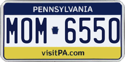 PA license plate MOM6550