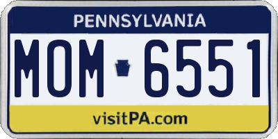 PA license plate MOM6551