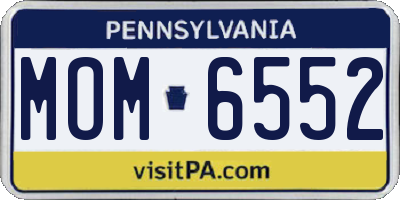 PA license plate MOM6552
