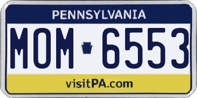 PA license plate MOM6553