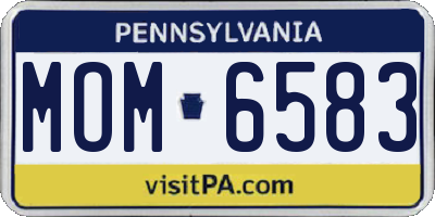 PA license plate MOM6583