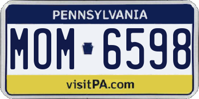 PA license plate MOM6598