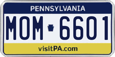 PA license plate MOM6601