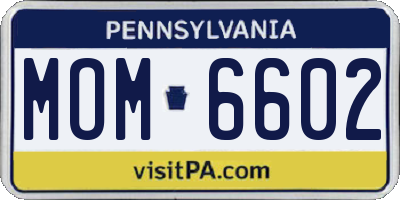 PA license plate MOM6602