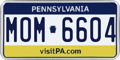 PA license plate MOM6604