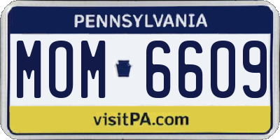 PA license plate MOM6609