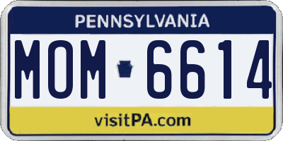 PA license plate MOM6614