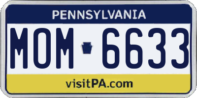 PA license plate MOM6633