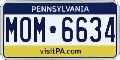 PA license plate MOM6634