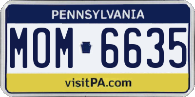PA license plate MOM6635