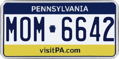 PA license plate MOM6642