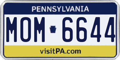 PA license plate MOM6644