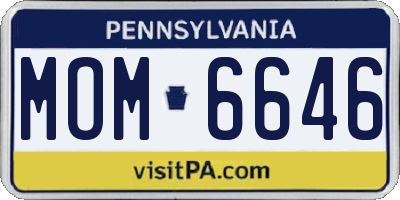PA license plate MOM6646