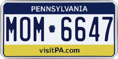 PA license plate MOM6647