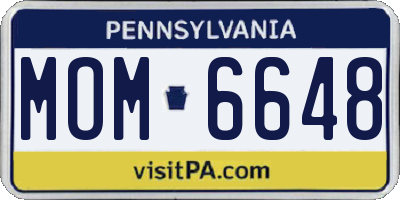 PA license plate MOM6648