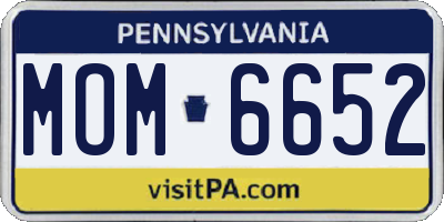 PA license plate MOM6652