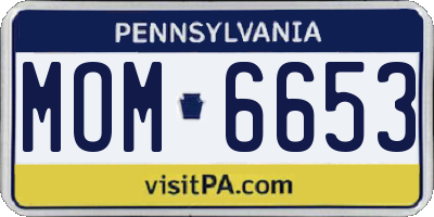 PA license plate MOM6653