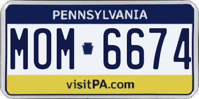 PA license plate MOM6674