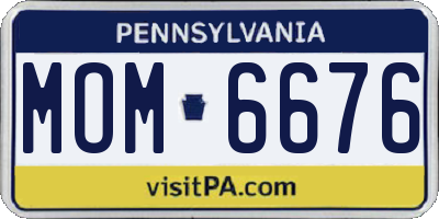 PA license plate MOM6676