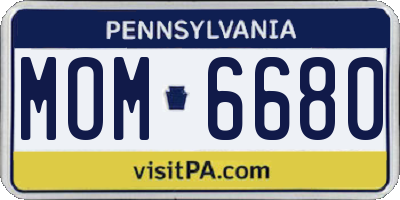 PA license plate MOM6680