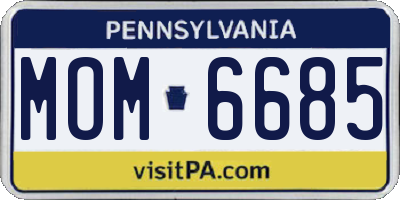 PA license plate MOM6685
