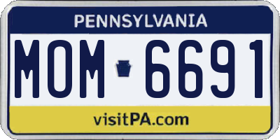 PA license plate MOM6691