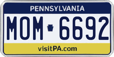 PA license plate MOM6692