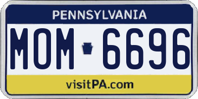 PA license plate MOM6696