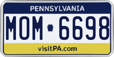 PA license plate MOM6698