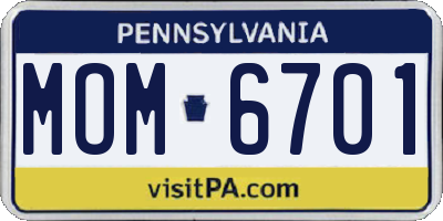 PA license plate MOM6701