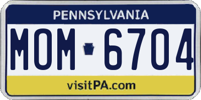 PA license plate MOM6704