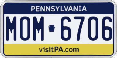 PA license plate MOM6706