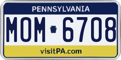 PA license plate MOM6708