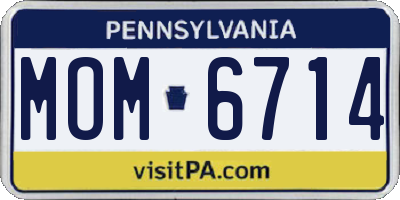 PA license plate MOM6714