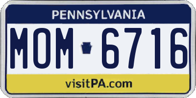 PA license plate MOM6716