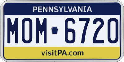 PA license plate MOM6720
