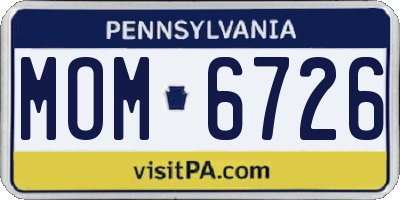PA license plate MOM6726