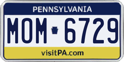PA license plate MOM6729