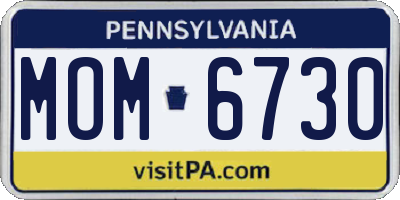 PA license plate MOM6730