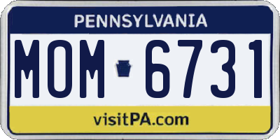PA license plate MOM6731