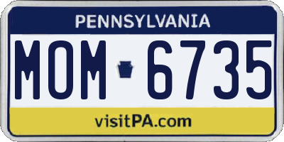 PA license plate MOM6735