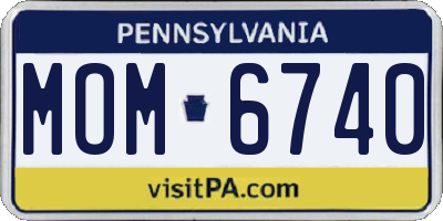 PA license plate MOM6740