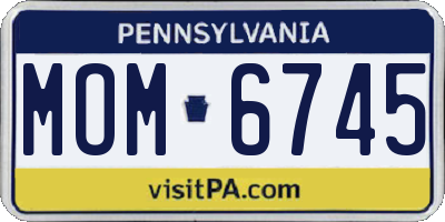 PA license plate MOM6745