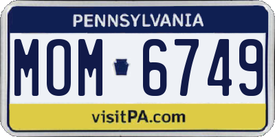 PA license plate MOM6749