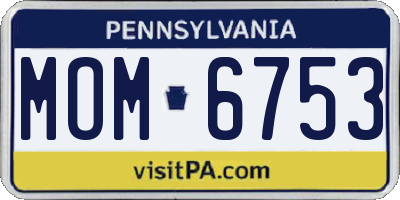 PA license plate MOM6753