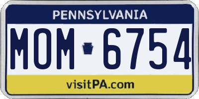 PA license plate MOM6754